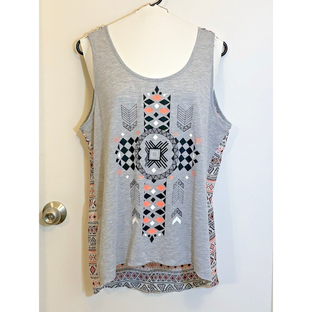 Womens XL Hybrid Geometric Cross Tank Top Blouse